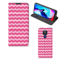 Motorola Moto G9 Play Hoesje met Magneet Waves Pink - thumbnail