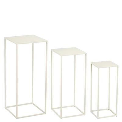 Mica Decorations Quinty Bijzettafel - Set van 3 - L30 x B30 x H70 cm - Metaal - Gebroken wit