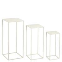 Mica Decorations Quinty Bijzettafel - Set van 3 - L30 x B30 x H70 cm - Metaal - Gebroken wit Mica Decorations Quinty Bijzettafel - Set van 3 - L30 x B30 x H70 cm - Metaal - Gebroken wit