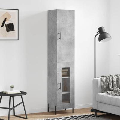 Hoge kast 34,5x34x180 cm bewerkt hout betongrijs