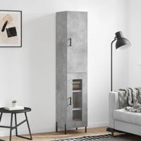 Hoge kast 34,5x34x180 cm bewerkt hout betongrijs