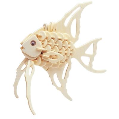 Houten dieren 3D puzzel vis - Speelgoed bouwpakket - 23 x 18,5 x 0,3 cm - vissen