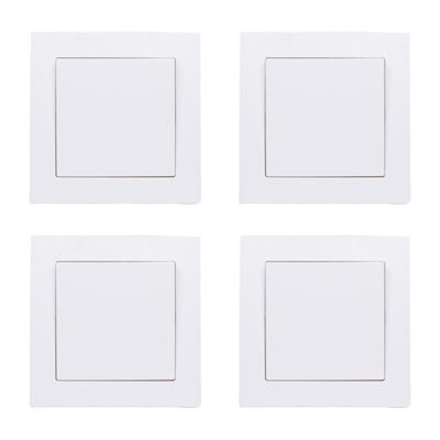 Wandcontactdoos - 4x - schakelaar - inbouw - wit - 80 x 80 mm - 250V AC/10A