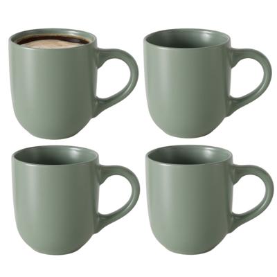 Koffiemokken Paris - 4x stuks - Keramiek - pastel groen - 300 ml - 8 x 10 cm