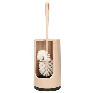 WC-borstel/toiletborstel met randreiniger inclusief houder beige 41 cm van kunststof   -