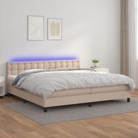 Boxspring met matras en LED kunstleer cappuccinokleur 200x200cm