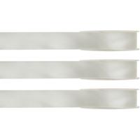 Hobby/decoratie satijnen lint - 3x - ivoorwit - 1 cm x 25 meter - cadeauverpakking - polyester