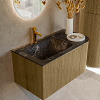 Badmeubel Mondiaz Kurve-Dlux | 85 cm cm | Meubelkleur Dusk | Wastafelkleur Lava | Solid surface | Wasbak links zijde spoelbak | 1 kraangat