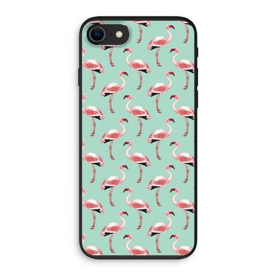 Flamingoprint groen: iPhone SE 2020 Biologisch afbreekbaar hoesje