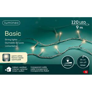 Kerstverlichting - 120 led lampjes -warm wit -900 cm - transparant snoer -timer en dimmer