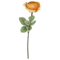 Top Art Kunstbloem roos Diana - oranje - 36 cm - kunststof steel - decoratie bloemen - Kunstbloemen