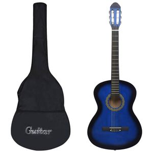 vidaXL Gitaar klassiek beginner met tas 4/4 39"" blauw