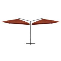 VidaXL Parasol dubbel met stalen paal 250x250 cm terracottakleurig