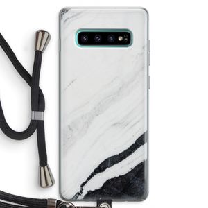 Elegante marmer: Samsung Galaxy S10 Plus Transparant Hoesje met koord