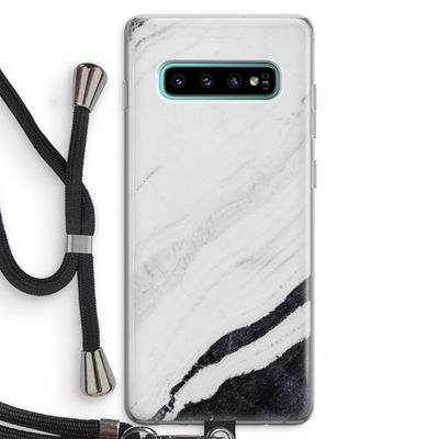 Elegante marmer: Samsung Galaxy S10 Plus Transparant Hoesje met koord