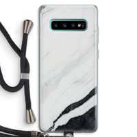 Elegante marmer: Samsung Galaxy S10 Plus Transparant Hoesje met koord