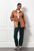 Lenny faux leather blouse - cognac - 13178