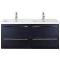 Seville Badmeubelset 120 cm - 4 Laden Black Oak - Wastafel Djazz Dubbel