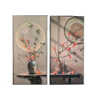 Schilderij Home ESPRIT Bruin Oranje Orientaals Vaas 80 x 3,5 x 160 cm (2 Stuks)