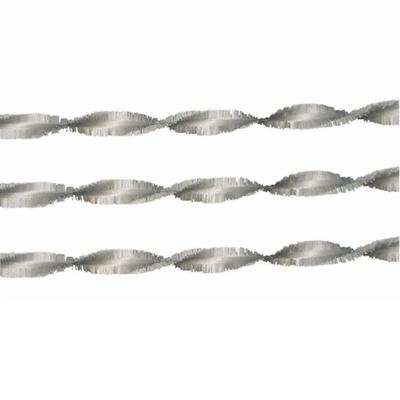 Slinger - 2x - zilver - 6 meter - crepe papier - feestslinger - feestdecoratie/feestversiering