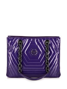 Philipp Plein sac porté épaule matelassé à fini verni - Violet