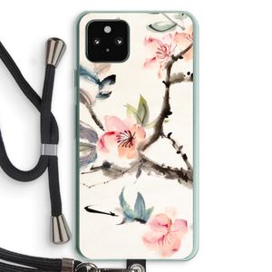Japanse bloemen: Pixel 5a 5G Transparant Hoesje met koord