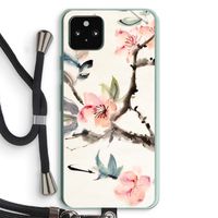 Japanse bloemen: Pixel 5a 5G Transparant Hoesje met koord