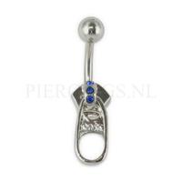 Navelpiercing rits blauw