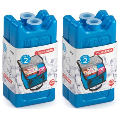 4x stuks 90 grams koelelementen - 11 x 5.5 cm - blauw - kunststof - met sneeuwvlokken print