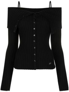 Blumarine cardigan nervuré à épaules dénudées - Noir
