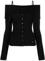 Blumarine cardigan nervuré à épaules dénudées - Noir