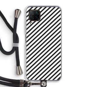 Strepen zwart-wit: Huawei P40 Lite Transparant Hoesje met koord