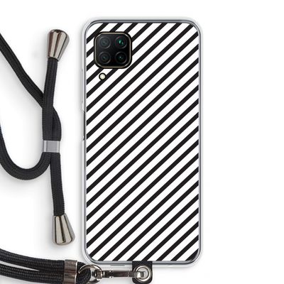 Strepen zwart-wit: Huawei P40 Lite Transparant Hoesje met koord