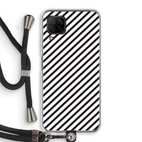Strepen zwart-wit: Huawei P40 Lite Transparant Hoesje met koord