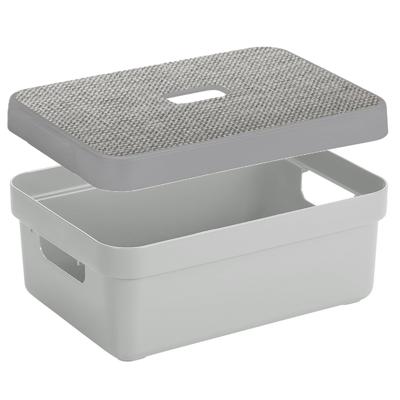 Sunware Opbergbox - lichtgrijs - 9 Liter - kunststof - met deksel - 35 x 25 x 12 cm