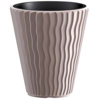 Prosperplast Plantenpot/bloempot Sand Waves - buiten/binnen - kunststof - beige - D35 x H38 cm - Plantenpotten - thumbnail