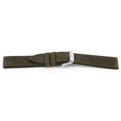 Horlogeband Universeel I864 Leder Olijfgroen 24mm