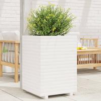 Plantenbak 50x50x72 cm massief grenenhout wit