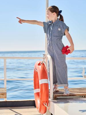 Gestreepte combishort voor meisjes blauw, gestreept