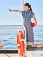 Gestreepte combishort voor meisjes blauw, gestreept