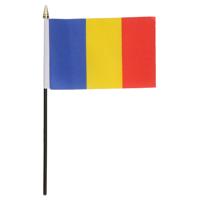 Roemenie - mini vlaggetje van 10 x 15 cm op stokje - Landen vlag - H27 cm