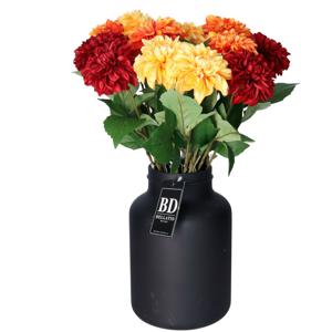 Bellatio Design Kunstbloemen boeket Dahlia's - 12 stelen - 50 cm - kleurenmix - zijdebloemen