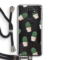 Cactusprint roze: Samsung Galaxy J8 (2018) Transparant Hoesje met koord Cactusprint roze: Samsung Galaxy J8 (2018) Transparant Hoesje met koord
