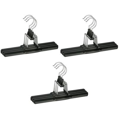 9x kunststof broekhangers - kledinghangers - 26 cm - zwart - kunststof - kleerhangers