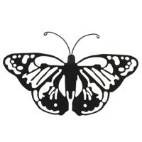 Decoris tuin wanddecoratie vlinder - metaal - zwart - 36 x 25 cm - Tuinbeelden - thumbnail