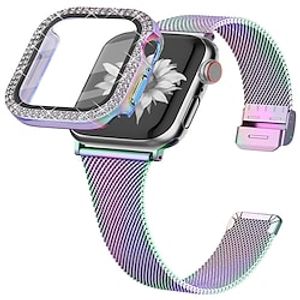 Milanese lus Compatibel met: Apple Watch-horlogebandje 38mm 40 mm 41mm 42mm 44 mm 45 mm met zaak Dames Schitteren Roestvrij staal Vervangende horlogeband voor iwatch Series 8 7 6 5 4 3 2 1 SE Lightinthebox