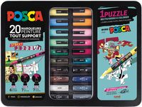 Posca paintmarkers, metalen doos van 20 stuks, in geassorteerde kleuren, ontwerp Street Puzzle - thumbnail