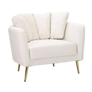 Mauro Ferretti Kiev Fauteuil in beige polyester en poten in metaal