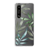 Tropical watercolor leaves: Sony Xperia 1 III Transparant Hoesje