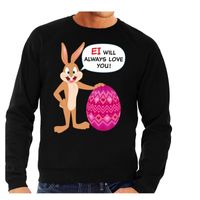 Paas sweater Ei will always love you zwart voor heren - thumbnail